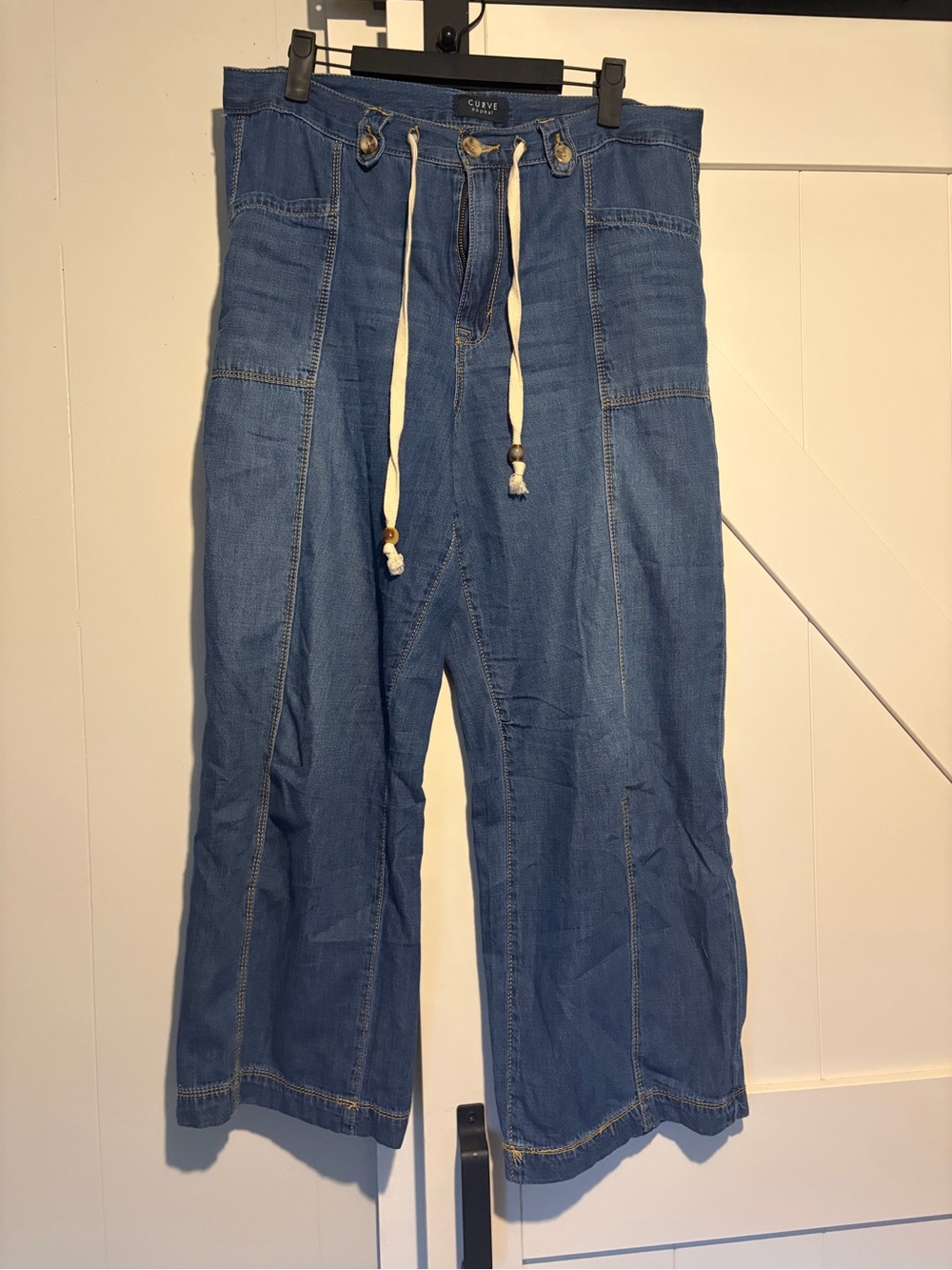 Casual Men's Bootcut Jeans with Drawstring Waist - Blue